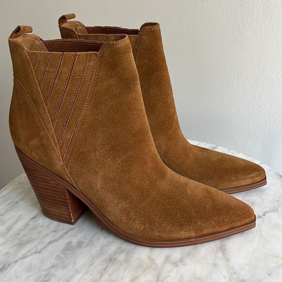 Marc Fisher Pointed Toe Teona Chelsea Bootie in Tan Suede, size 11, NWOB - Picture 6 of 11